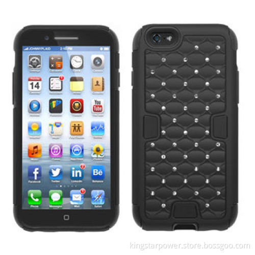 Crystal mobile phone case for iPhone 6, diamond rhinestone studded, PC+silicone, fashionable durableNew